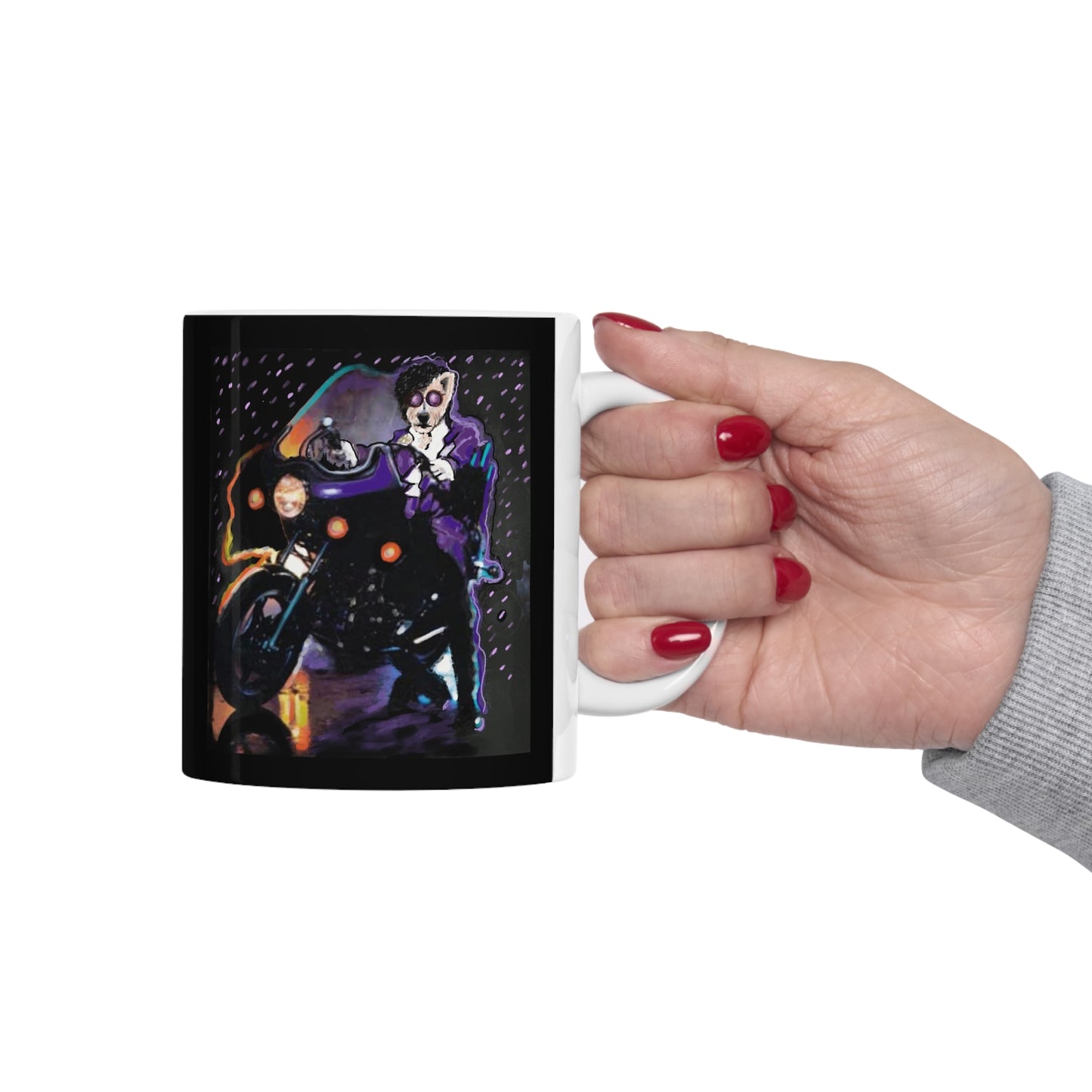 Original Art Sir Brennan Prince - dog mug - inspired by - Prince - Purple Rain - Prince mugs - Purple Rain Movie - Prince fans - Prince gifts