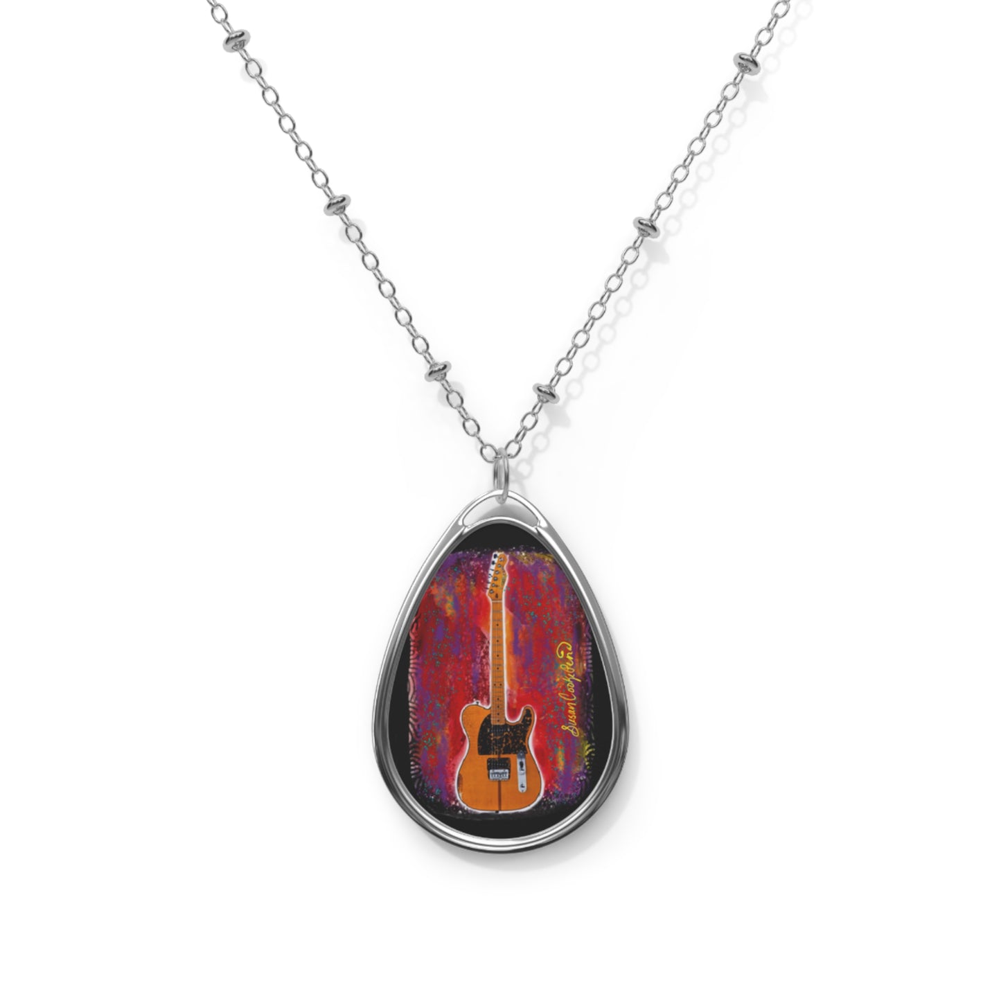 Prince-Inspired Guitar Prince Art - Oval Necklace - Prince gift - prince necklace -purple rain - Prince jewelry - Prince theme - guitar - Prince guitar