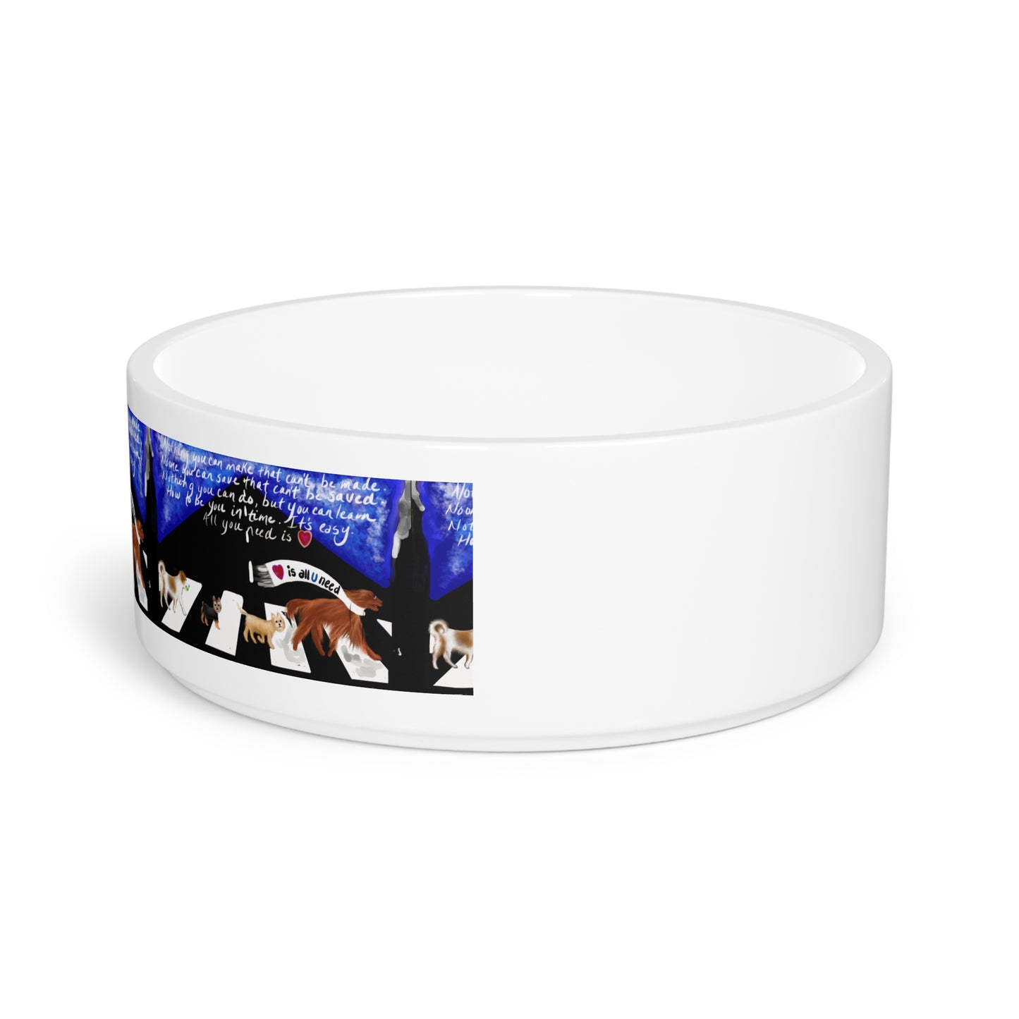 Beatle-Inspired Art - Pet Bowl - All You Need is Love - Dog Bowl - Cat Bowl - Beatles - Beatle - Beatle dog - Beatle gift - Beatle dog items - John Lennon - Paul McCartney