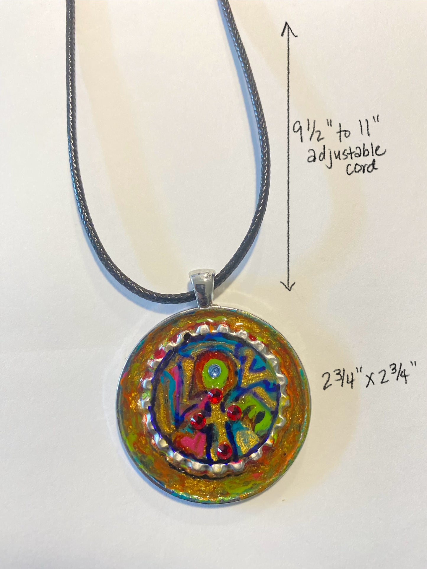 Handpainted "LOVE" pendant - Custom Jewelry by SCP